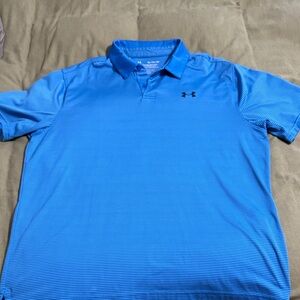 Under Armour Men's Striped Blue Polo